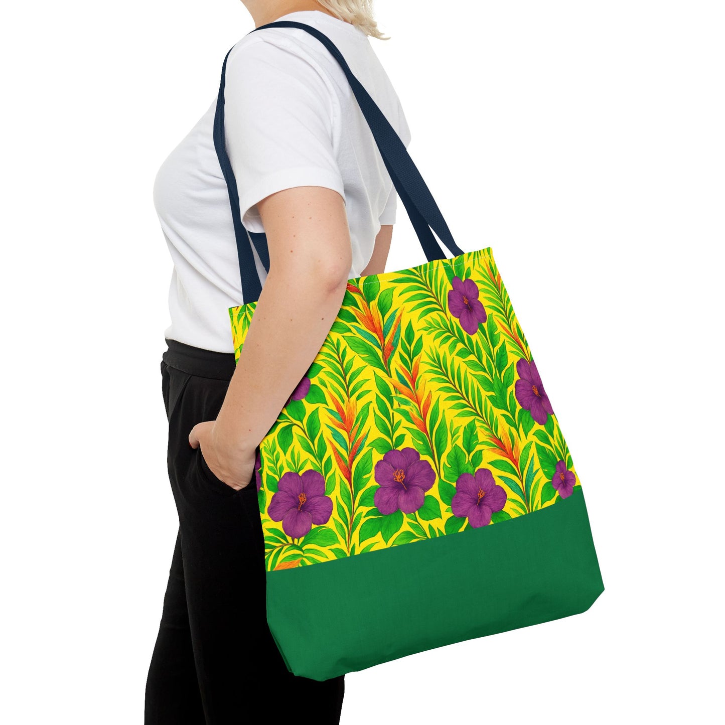 Midnight Flower Lime Tote Bag - 3 Sizes