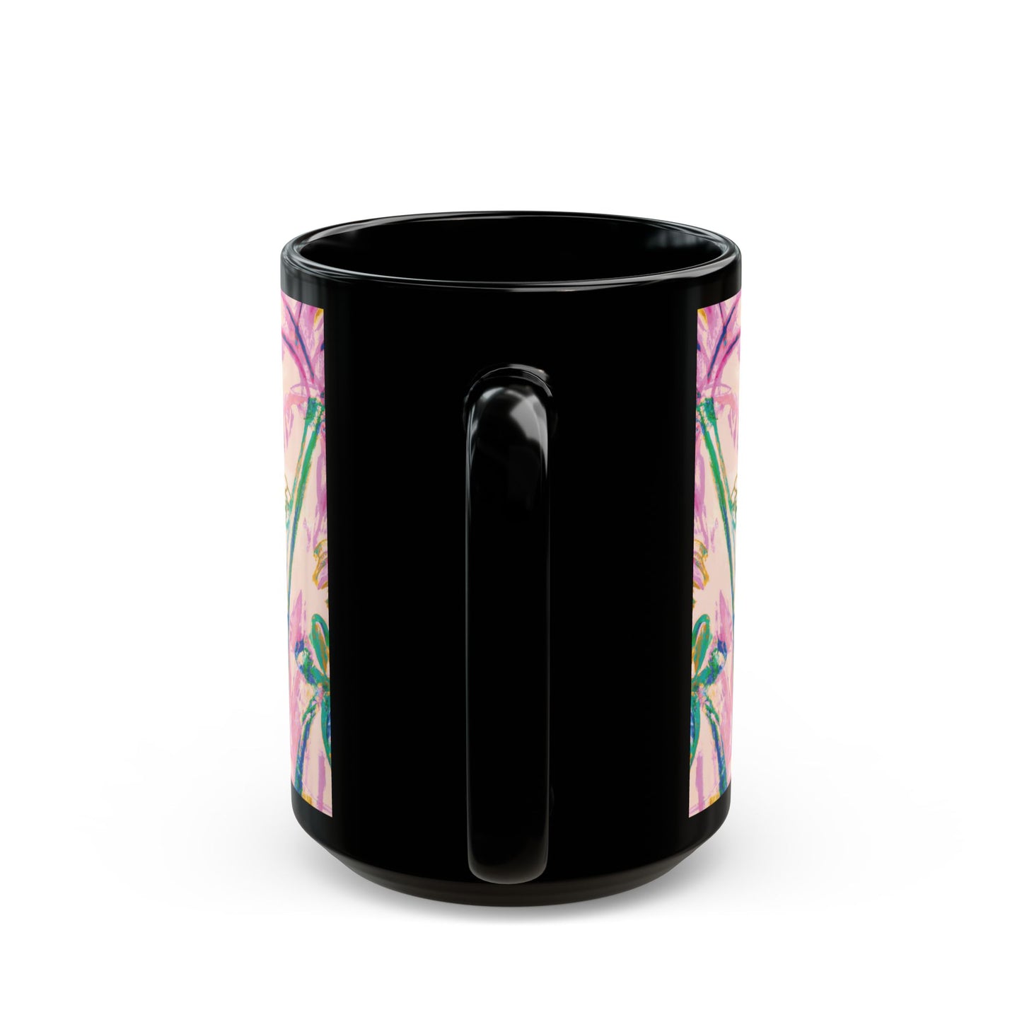 Black Coffee Mug - Tropical Doodles, Pink