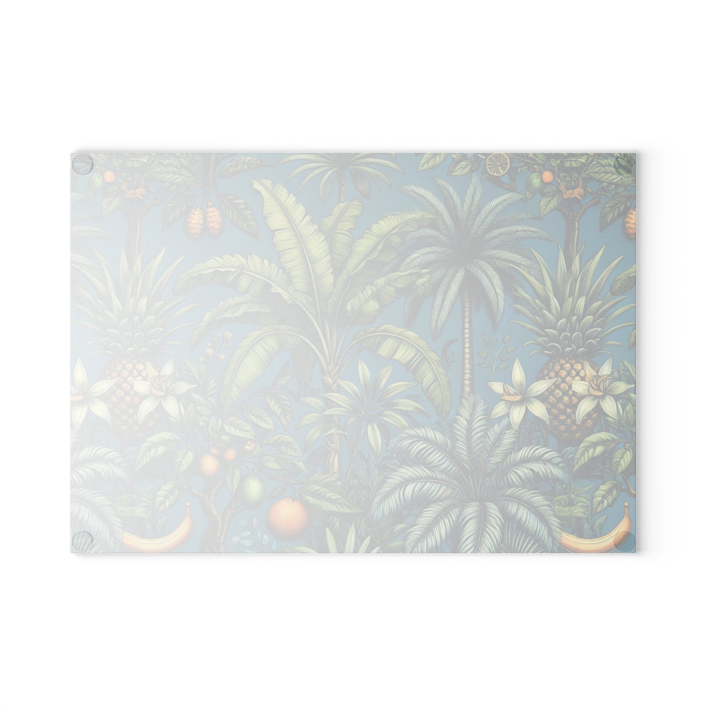 Glass Cutting Board, 2 sizes - Tropical Fruit, Blue