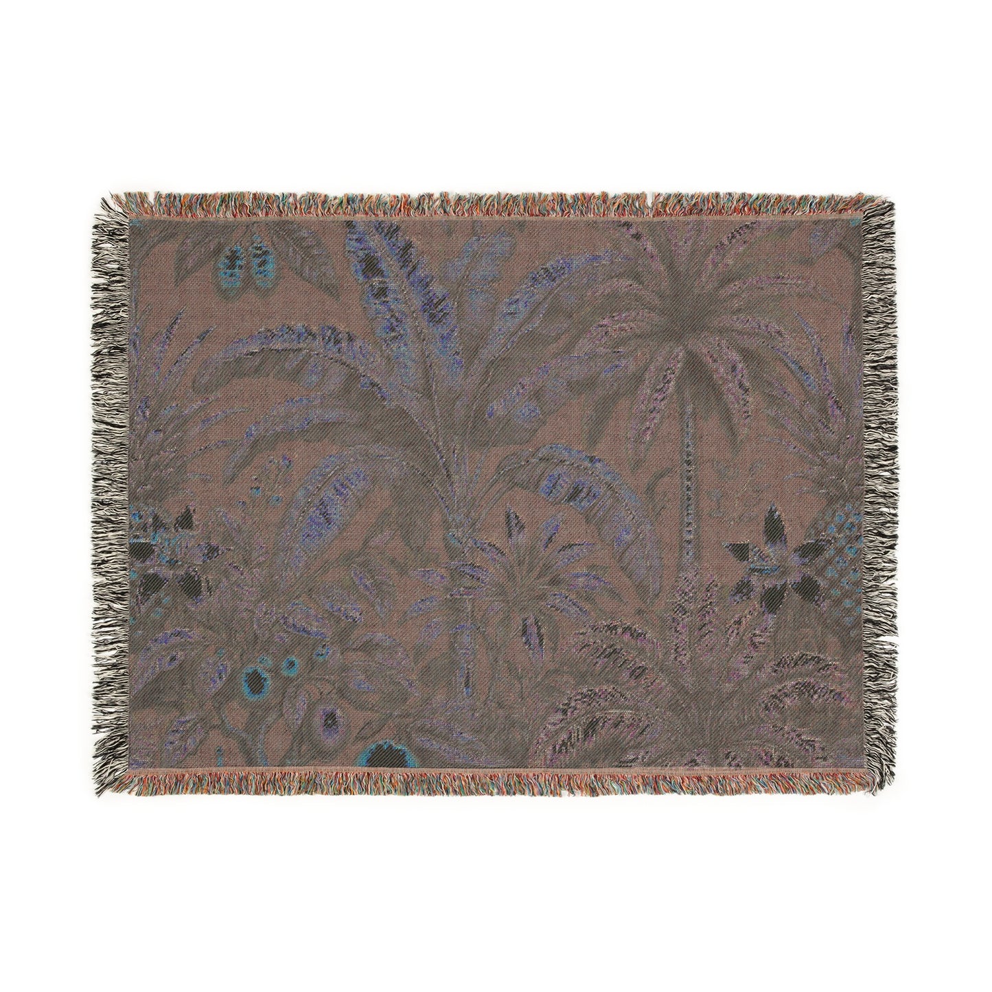 Woven Blanket, 3 Sizes - Tropical Home Decor / Tropical Fruit Blue