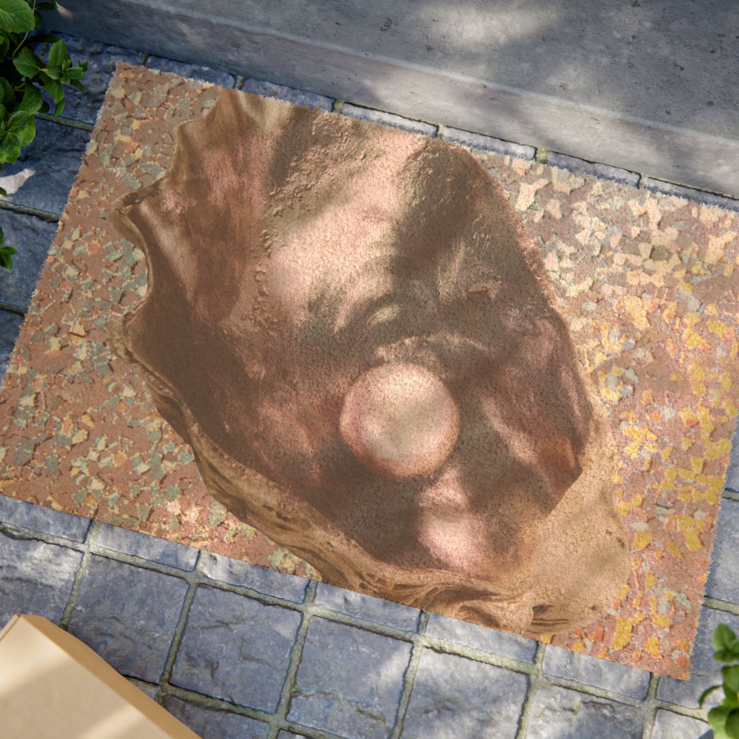 Tropical Shell Doormat - Vibrant Coconut Fiber Entrance Mat / NO TEXT Disco Lavender Pearl Oyster