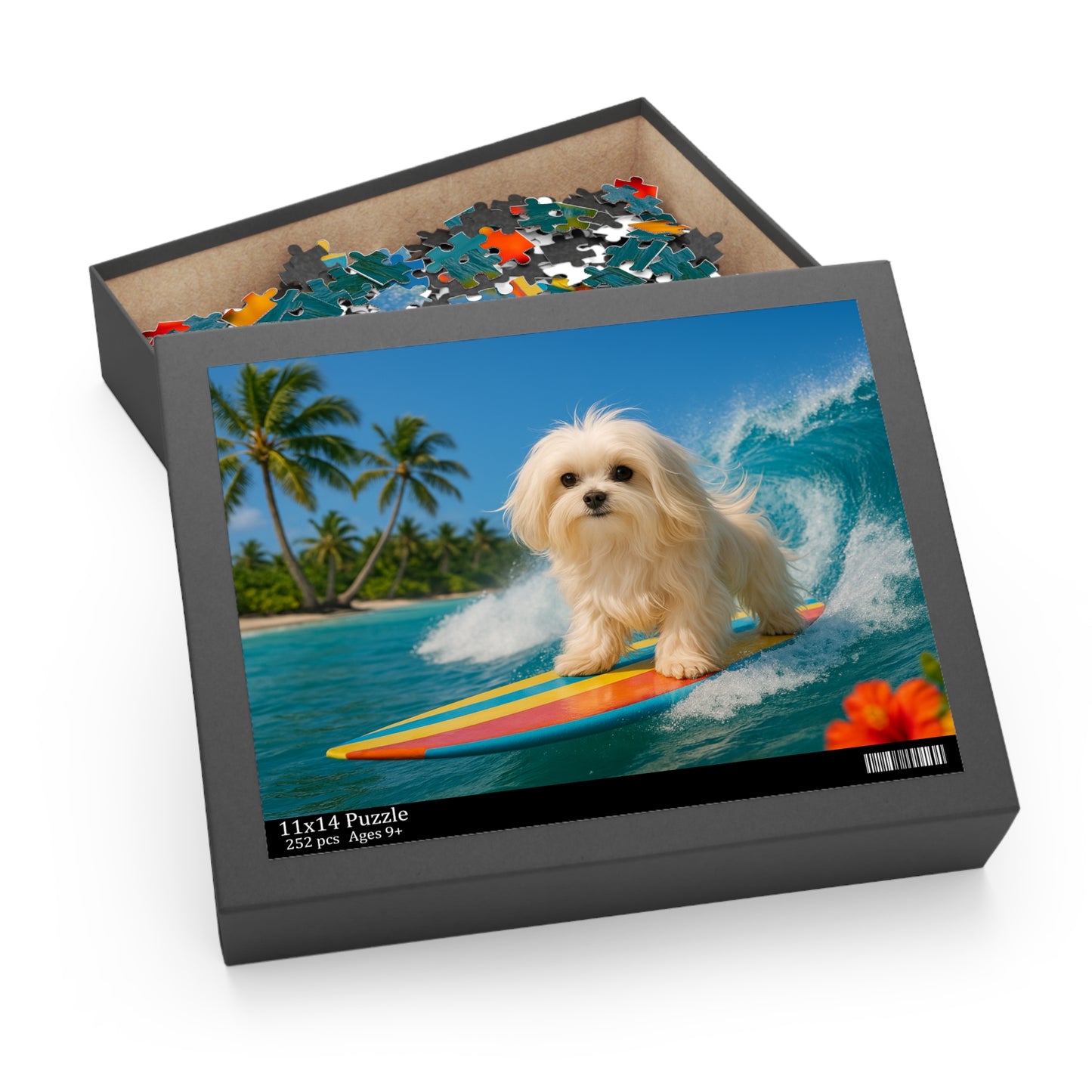 Puppy Ariel the Surfing Dog Puzzle - 120/252/500-Piece Jigsaw for Pet Lovers