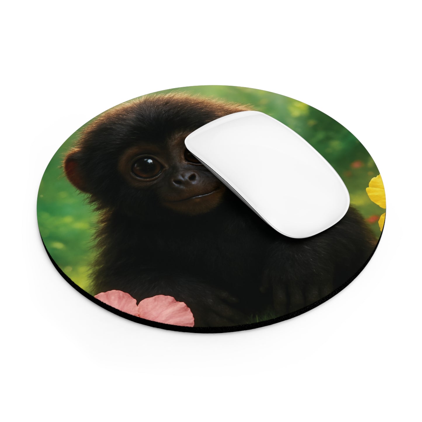 Tropical Mouse Pad, 2 Shapes - Beach Vibes for Home Office & Gamer / Baby Black Howler Monkey