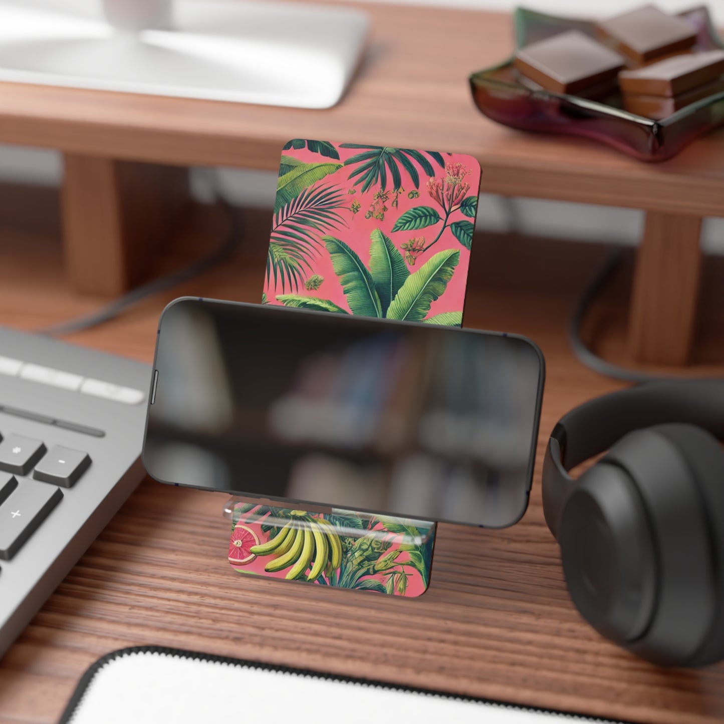 Mobile Display Stand for Smartphones, More Tropical Fruit, Coral