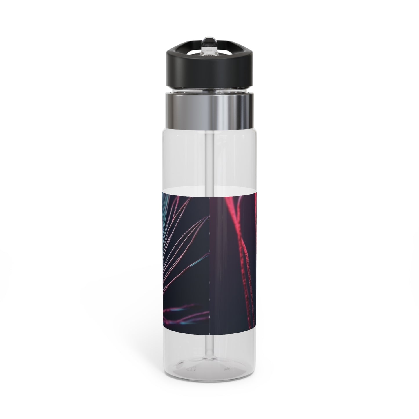 Tropical 20oz Tritan Sport Water Bottle - Leakproof, Lightweight, BPA-Free / Peacock Eye Feather, Magenta Macro