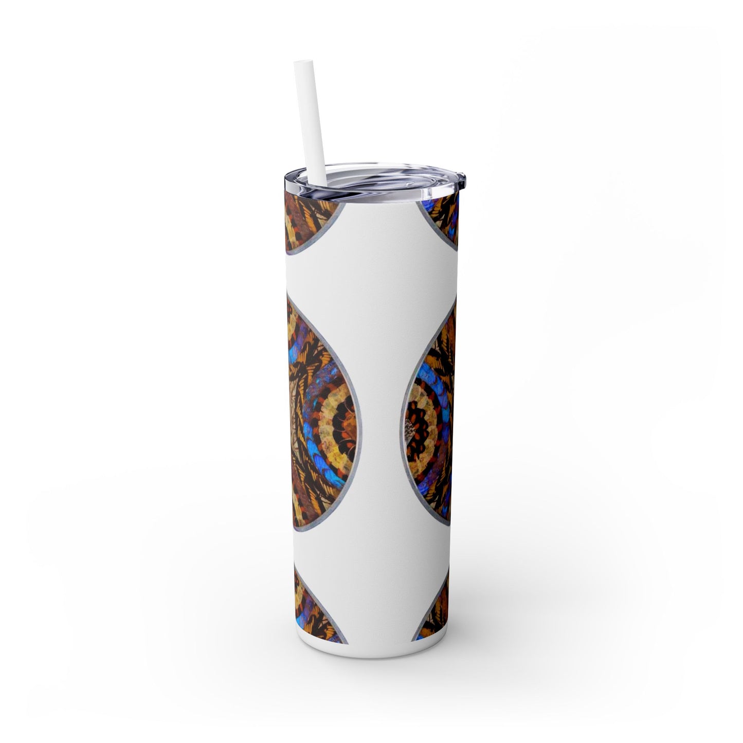 Real Butterfly Wing Plate #3 Skinny Tumbler with Straw - 20oz Tropical Vibes