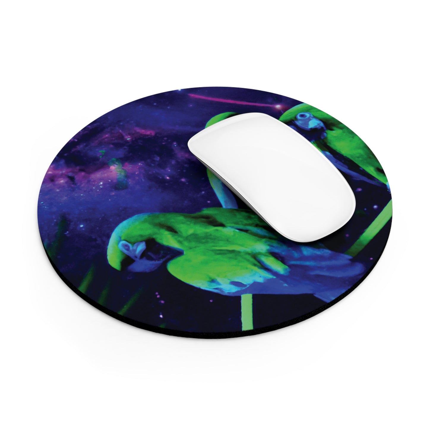 Rainforest Mouse Pad, 2 Shapes - Beach Vibes for Home Office & Gamer / Galactic Parrot