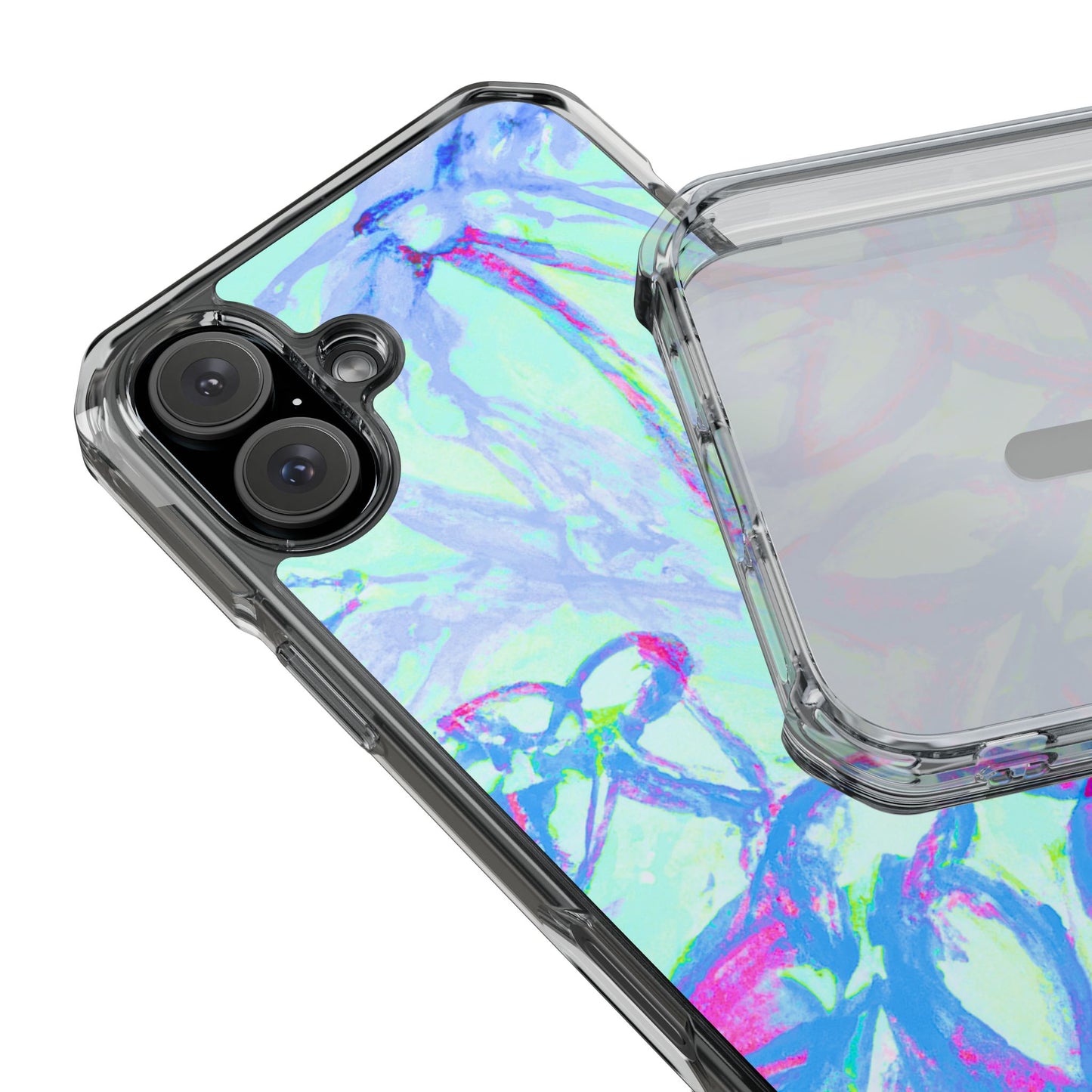 Tropical Doodles/Blue Magnetic Clear Phone Case, Many Models