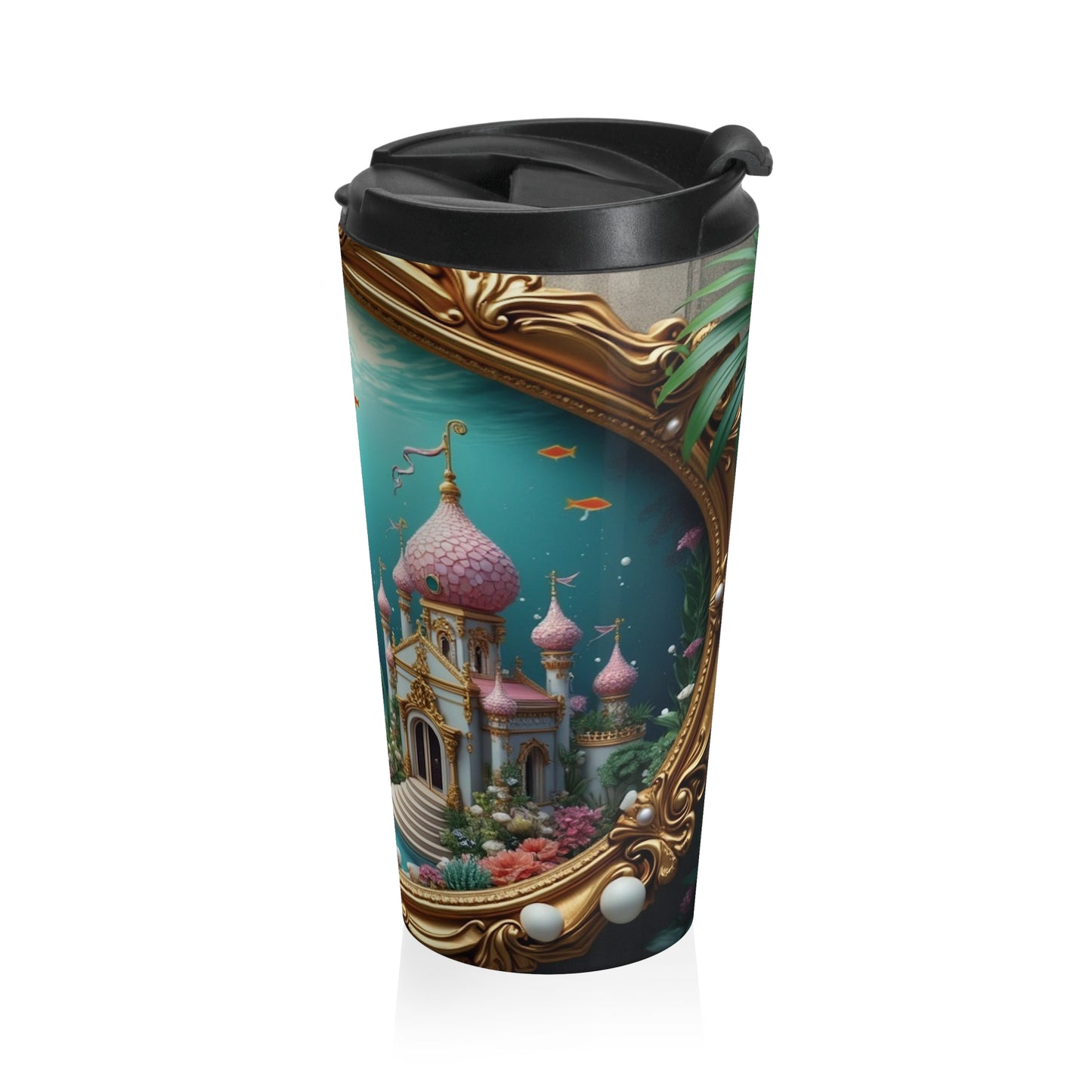 15 oz. Stainless Steel Travel Mug / Mermaid Palace, Caribbean Sea