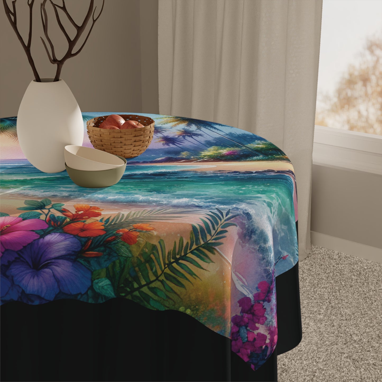 Bay of Peace/Black Tablecloth, 55" x 55"
