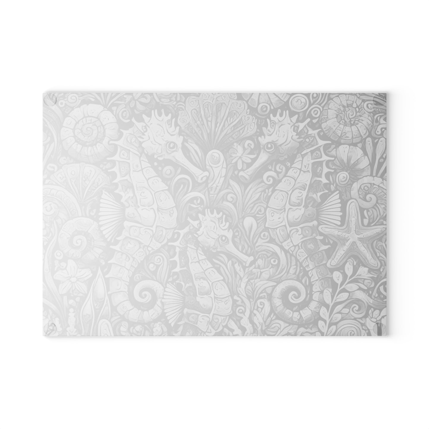 Glass Cutting Board, 2 sizes - Seahorses/Noir
