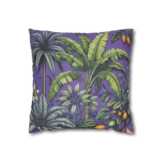 Faux Suede Square Pillowcase - Tropical Fruit, Purple