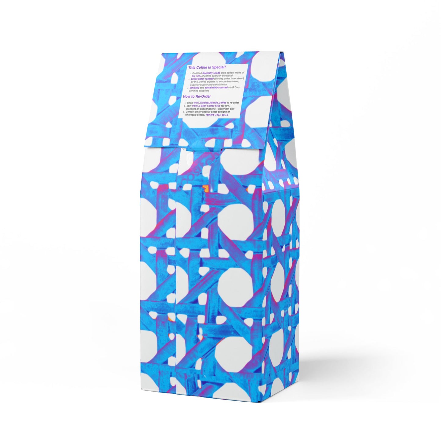 Rainforest Mist™ Single Origin DECAF (Medium Roast), Specialty Grade Craft Coffee / Chair Wicker, Turquoise