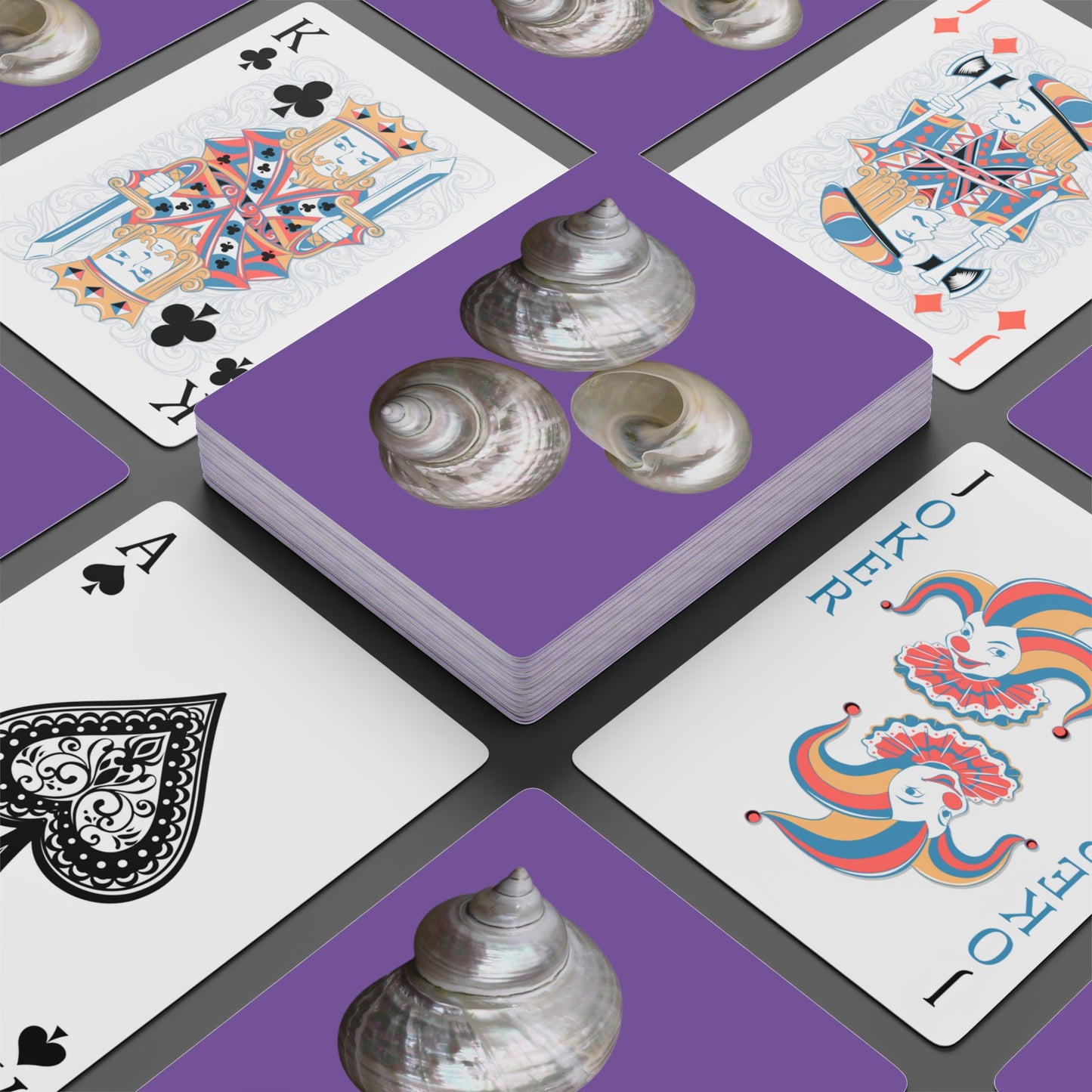 Poker-Sized Playing Cards - White Nautilus Trio, purple