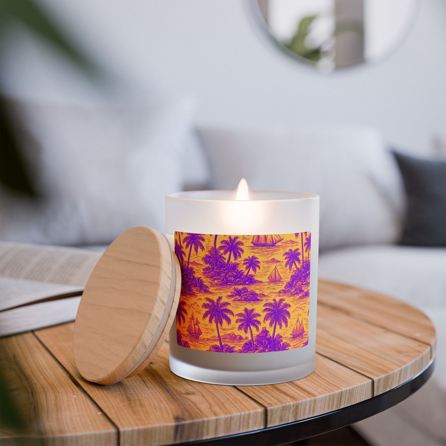 Frosted Glass Candle, 11oz, - Faraway Toile/Pop