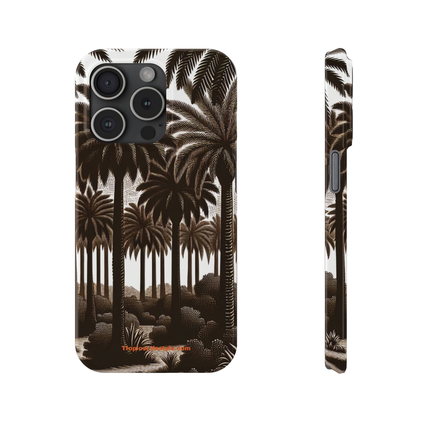 Slim Phone Cases - Woodcut Palm Grove