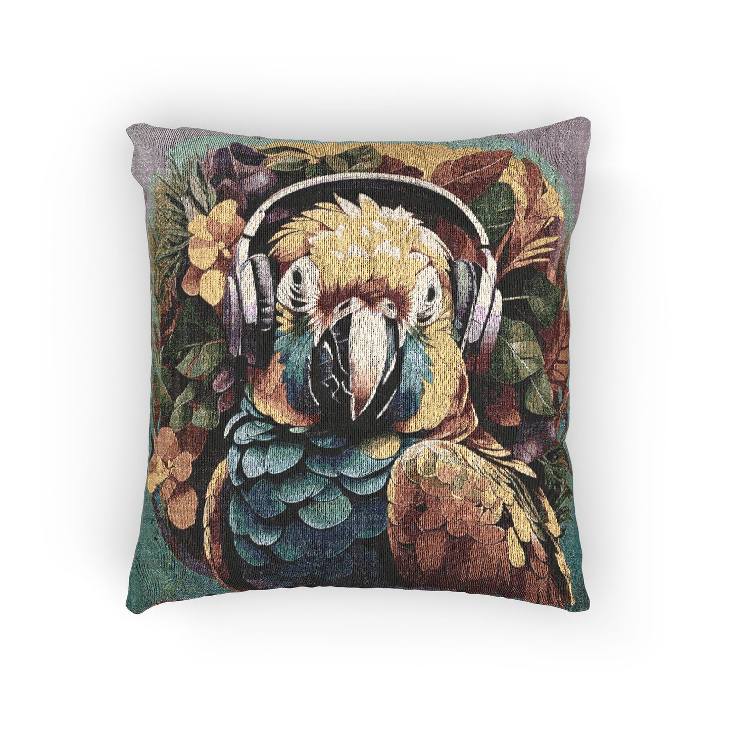 Woven Pillow, 17"W x 18"L - Rockin' Out Parrot
