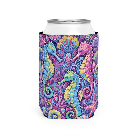 Seahorse Trio/Fantasy Pop Can Cooler Sleeve - Perfect for Outdoor Picnics