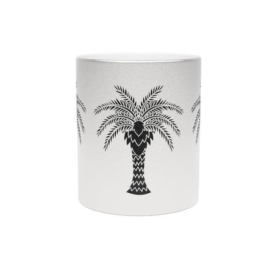 Tropical Metallic Mug, Gold or Silver - Art Deco Palm