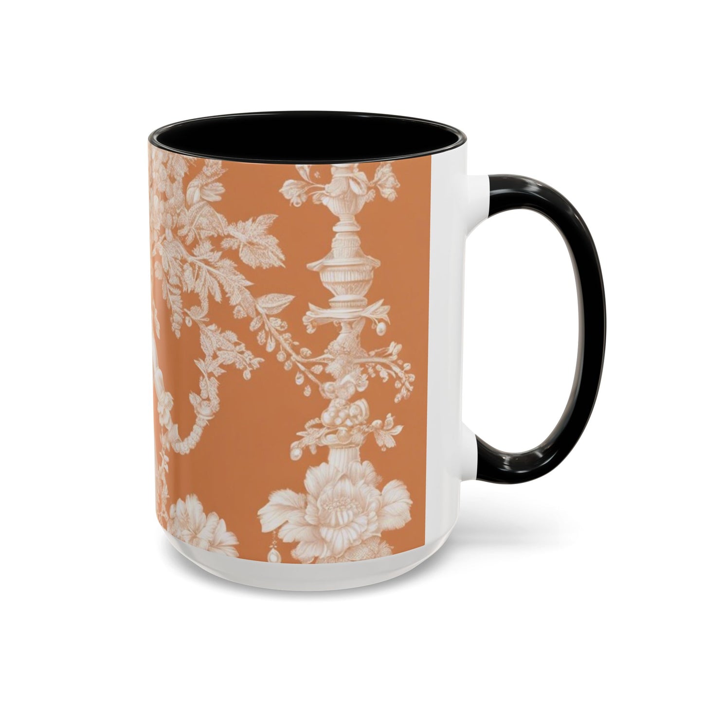 Accent Coffee Mug (11, 15oz), Pearl Lady Toile/Melon, Various Colors