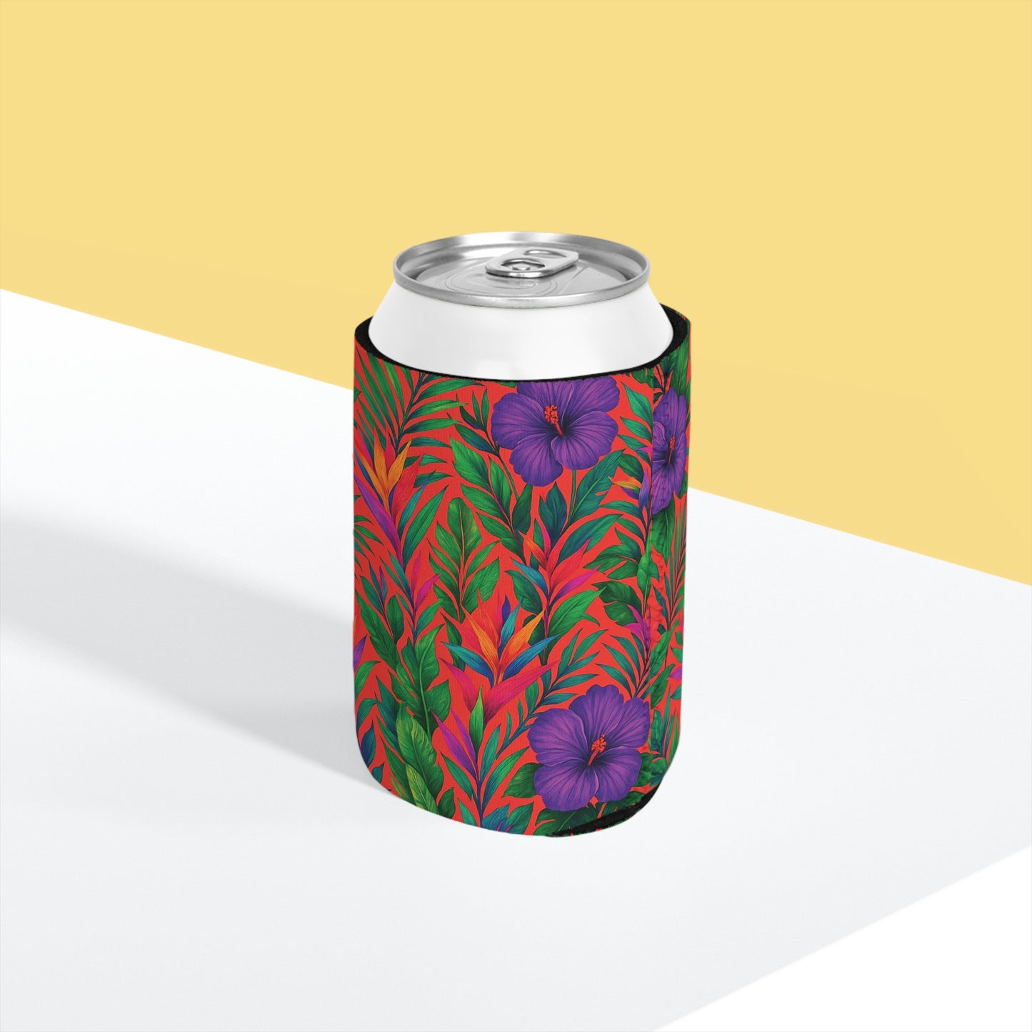 Midnight Flowers/Coral Can Cooler Sleeve - Perfect for Outdoor Picnics