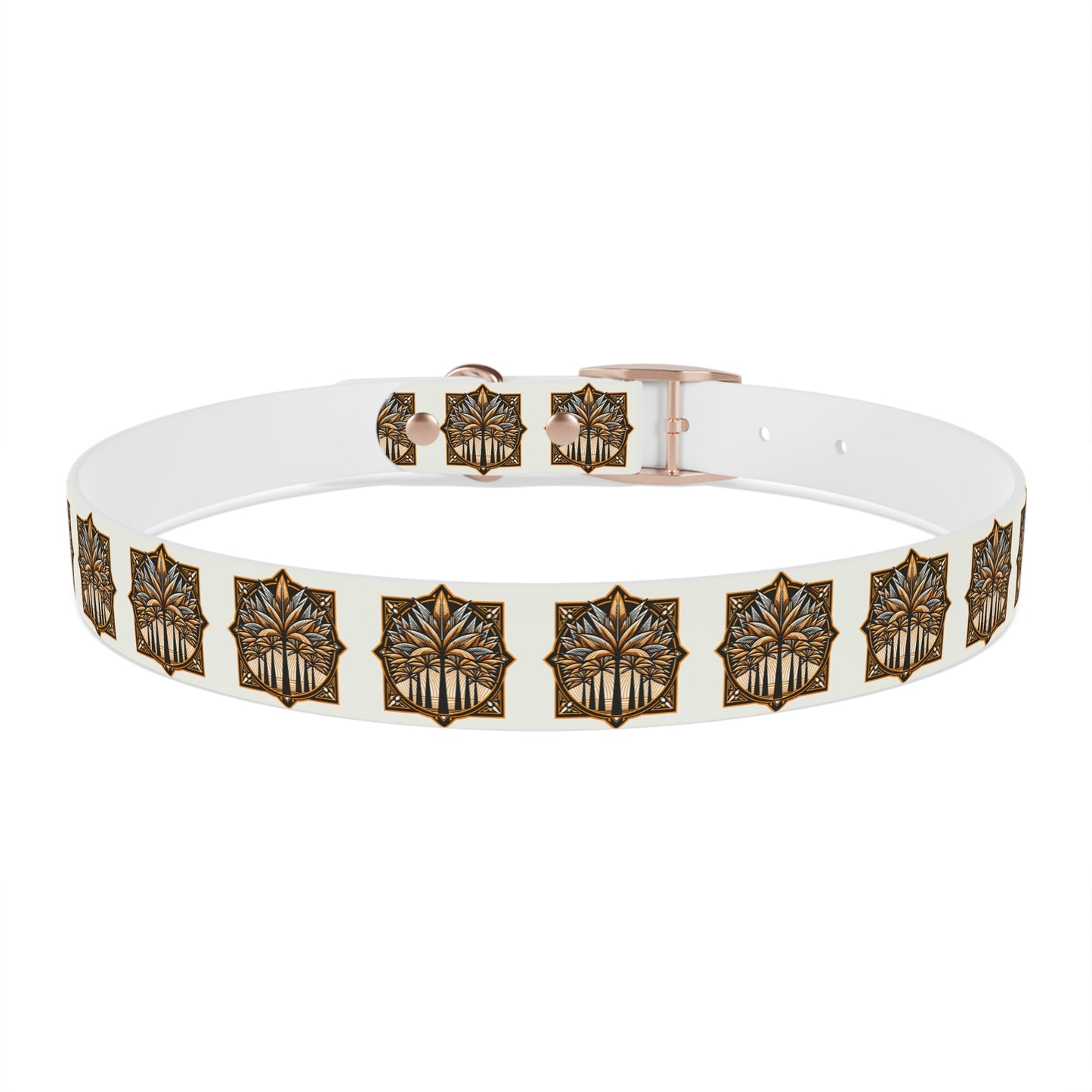 Dog Collar - Deco Palm Trees, Cinnamon