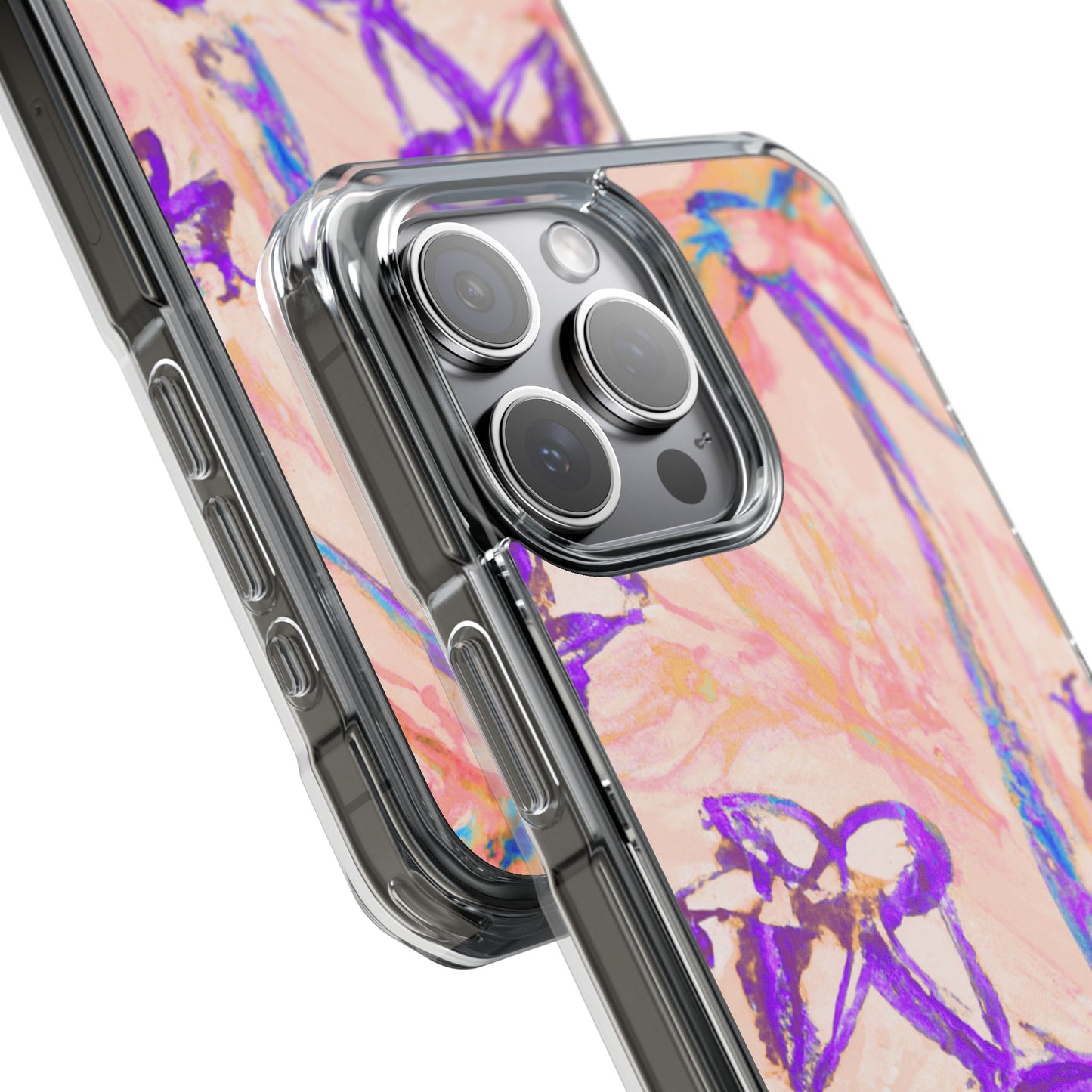 Tropical Doodles/Peach Magnetic Clear Phone Case, Many Models