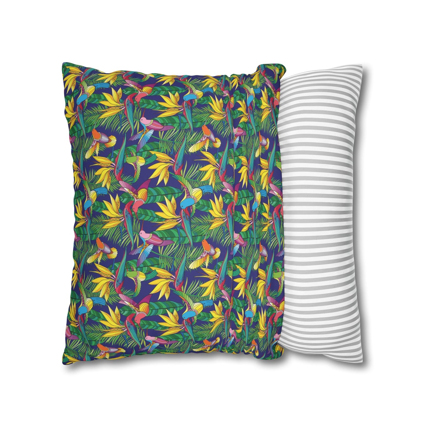 Faux Suede Square Pillowcase - Bird of Paradise Toile