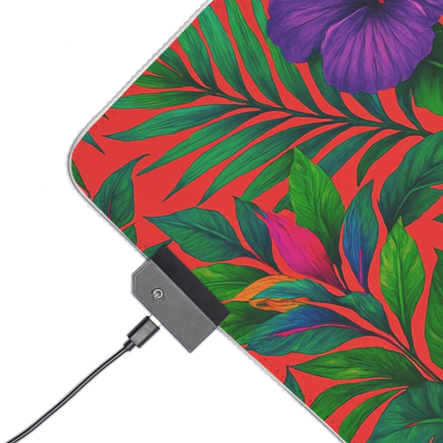 LED Gaming Mouse Pad With Vibrant RGB Lighting, 4 Sizes / Midnight Flower Coral