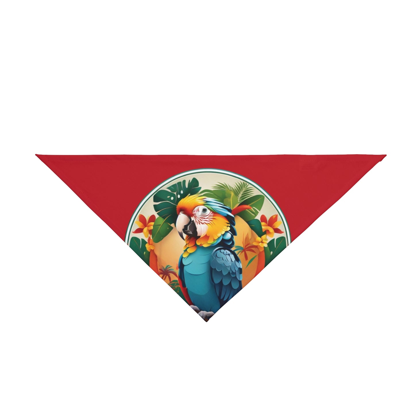 Dark Red Parrot Friend Tropical Pet Bandana, 2 Sizes - Stylish accessory for dogs & cats