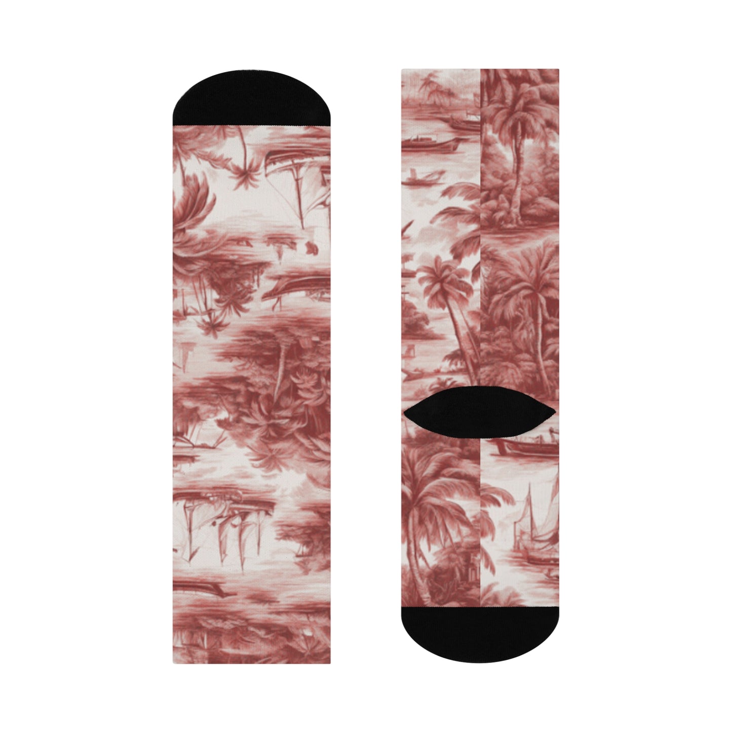 Cushioned Crew Socks - Tropical Toile, Russet