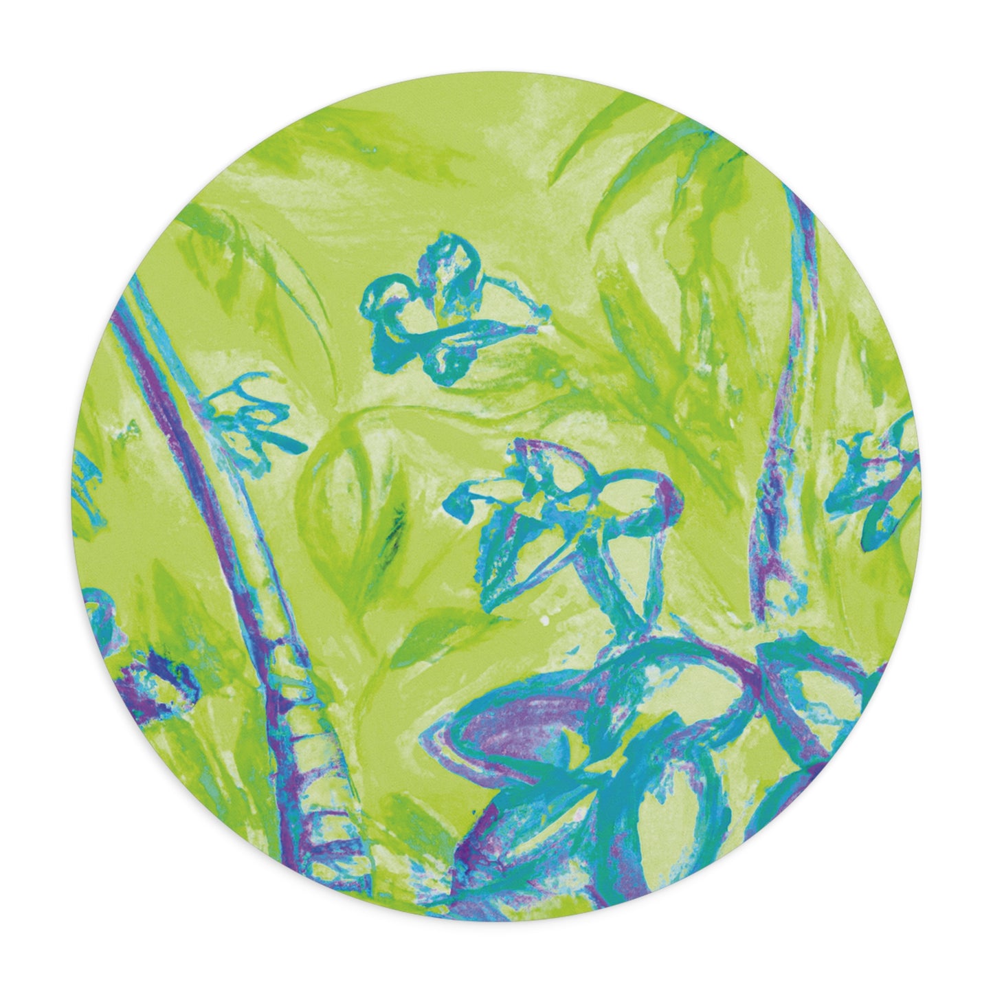 Rainforest Mouse Pad, 2 Shapes - Beach Vibes for Home Office & Gamer / Tropical Doodles, Lime