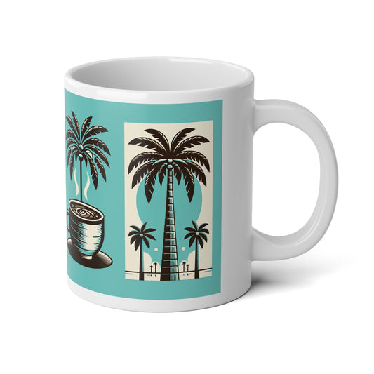 Jumbo Mug, 20oz, Coffee and Palms | Tropical Coffee Cup