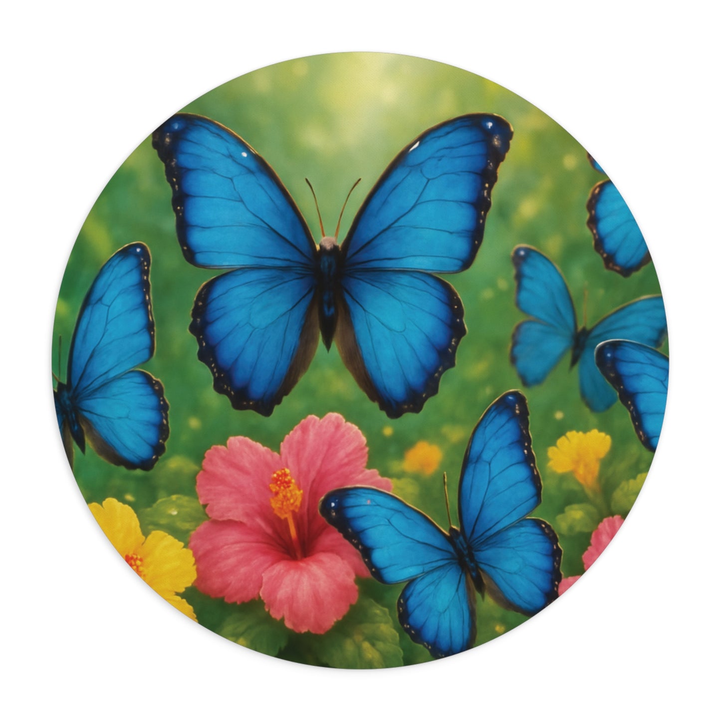 Tropical Mouse Pad, 2 Shapes - Beach Vibes for Home Office & Gamer / Morpho Butterflies Flight