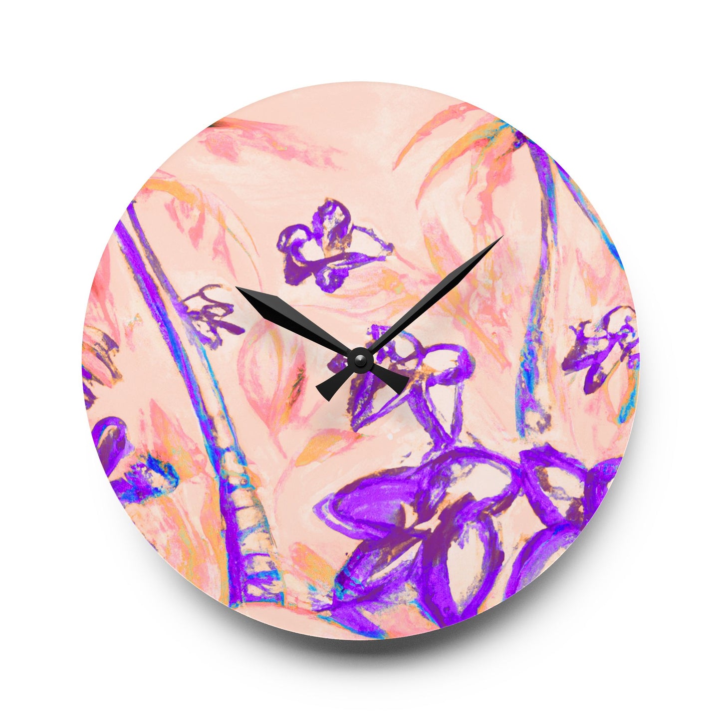 Acrylic Wall Clock / Tropical Doodles, Peach