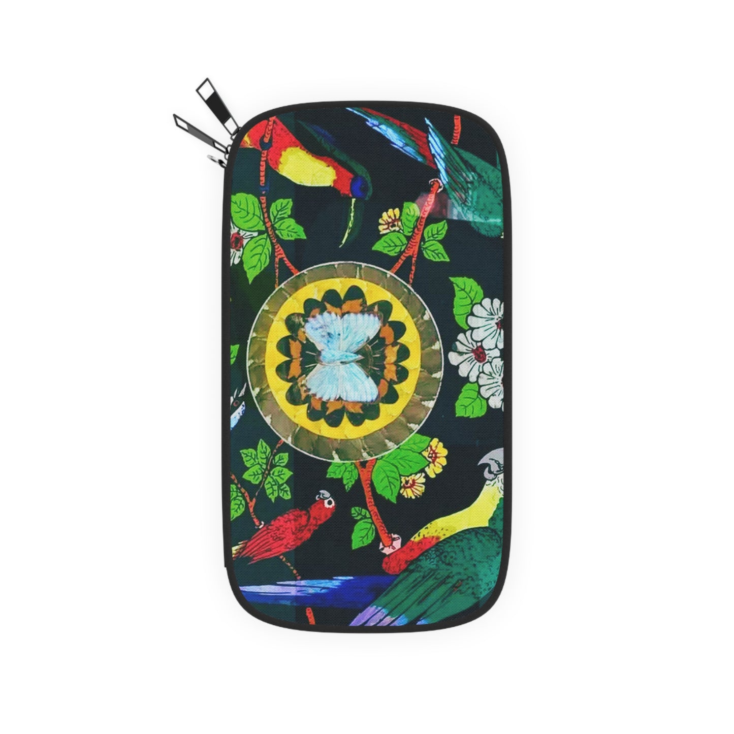 Passport Wallet – Perfect for Travelers & Adventurers / Parrots and Butterflies Real Wing Art