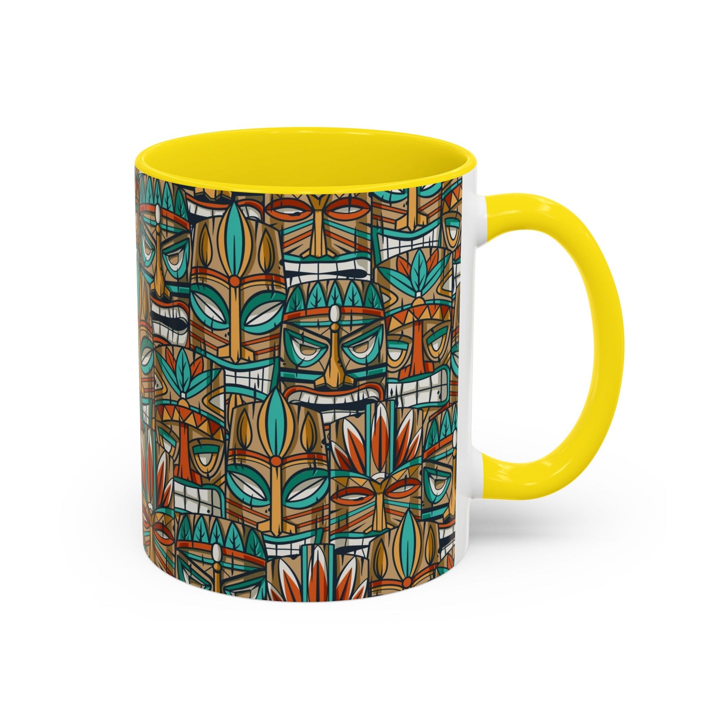 Accent Coffee Mug (11, 15oz), 8 Colors - Turquoise Tiki Party