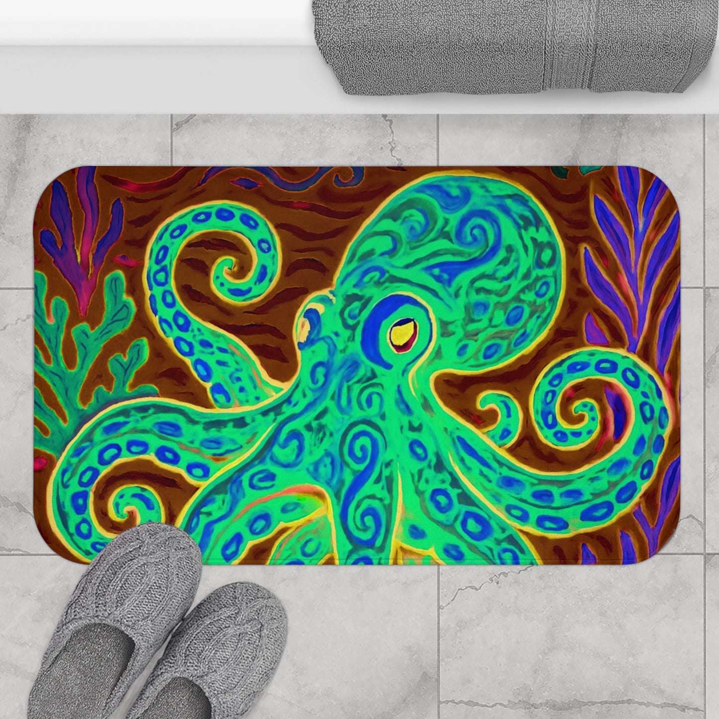 Kraken Joe Gamma Bath Mat, 2 Sizes - Tropical Vibes for Home Decor