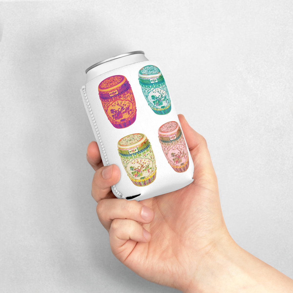 Pop Art Porcelain Stools Can Cooler Sleeve - Perfect for Outdoor Picnics