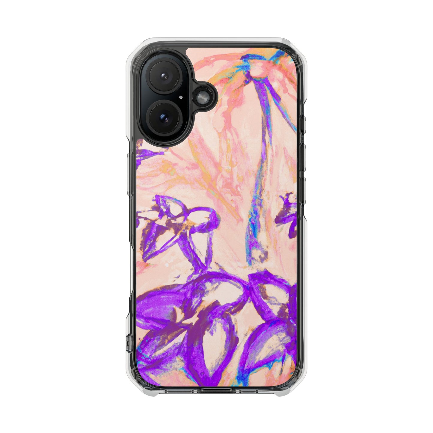 Tropical Doodles/Peach Magnetic Clear Phone Case, Many Models
