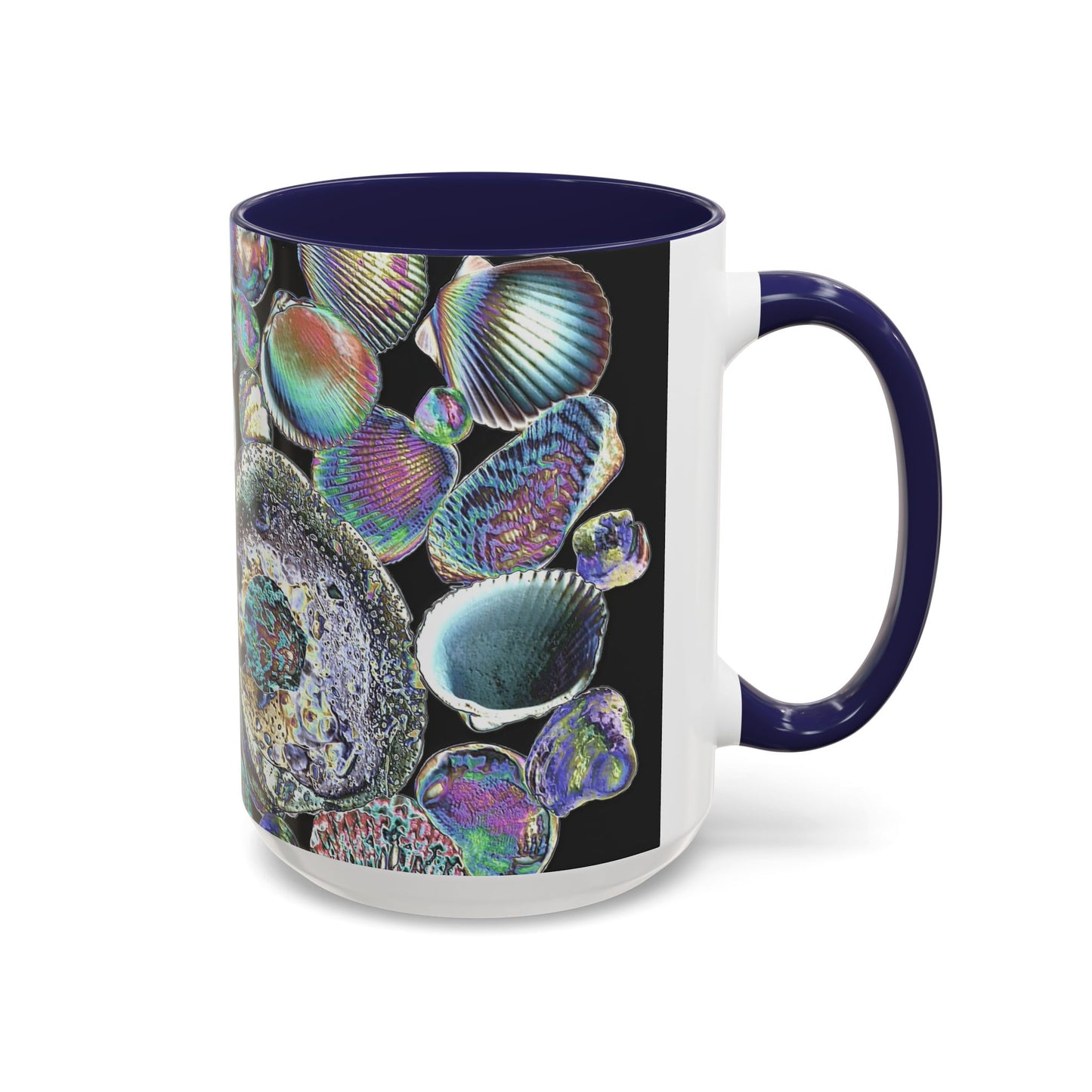 Iridescent Shells Accent Coffee Mug | Unique Sea-Inspired Drinkware / Heatwave Shell Collection