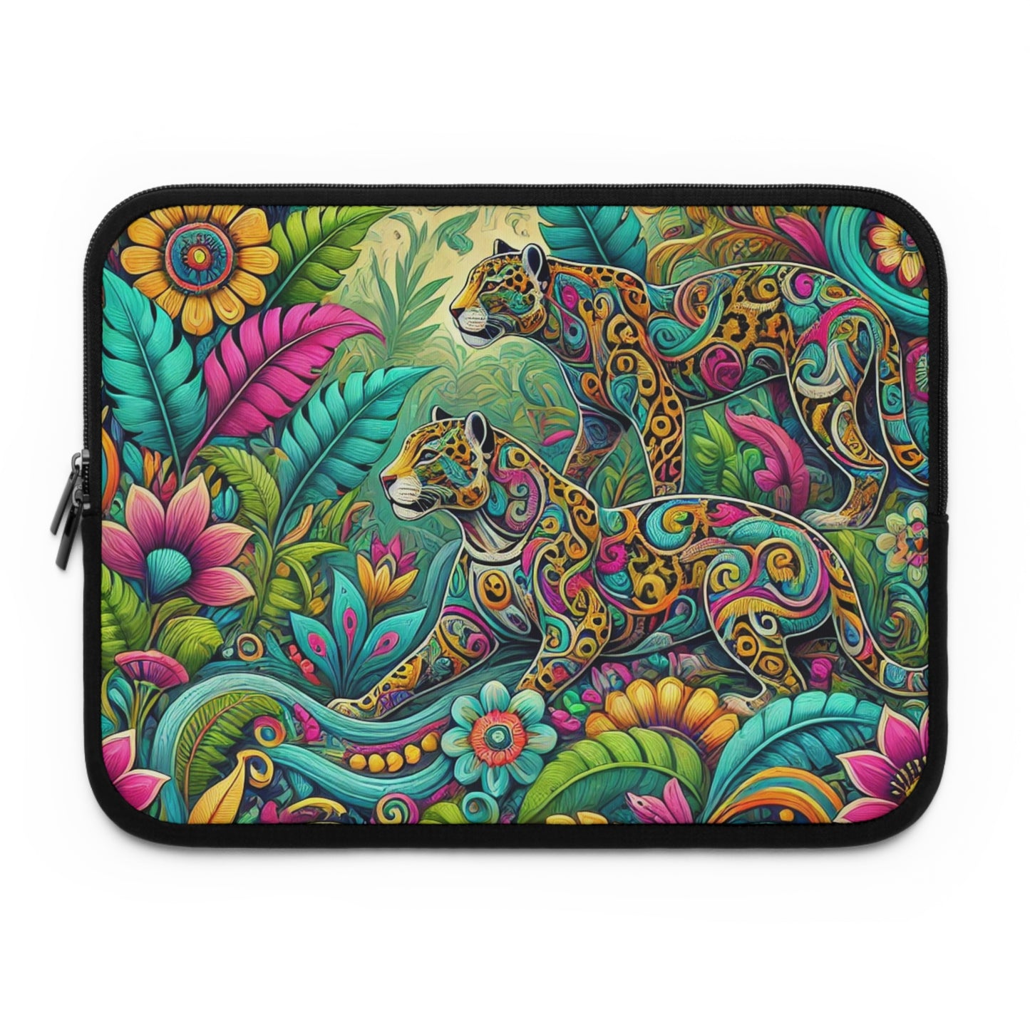 Tropical Laptop Sleeve, 5 Sizes - Perfect for Rainforest Lovers & Students / Jaguar Pop