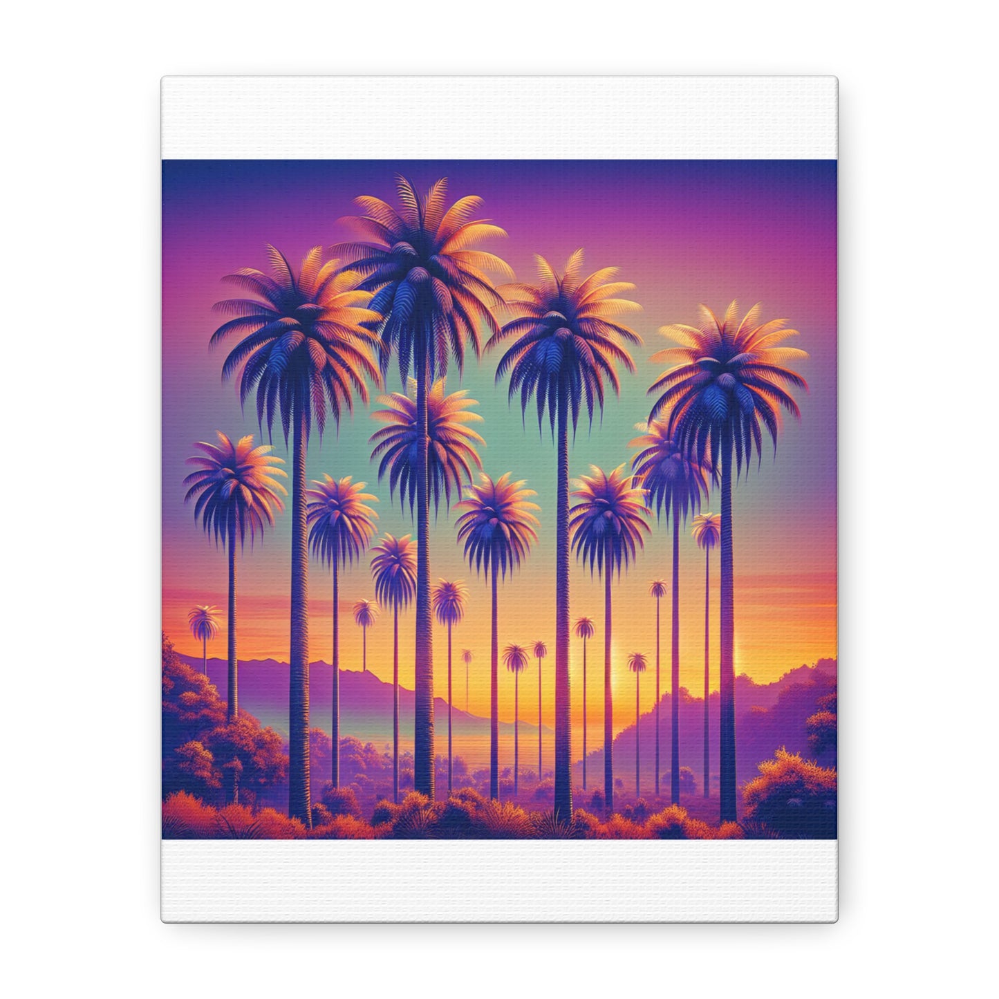 Matte Canvas, Stretched, Various Sizes / Sunset Palms