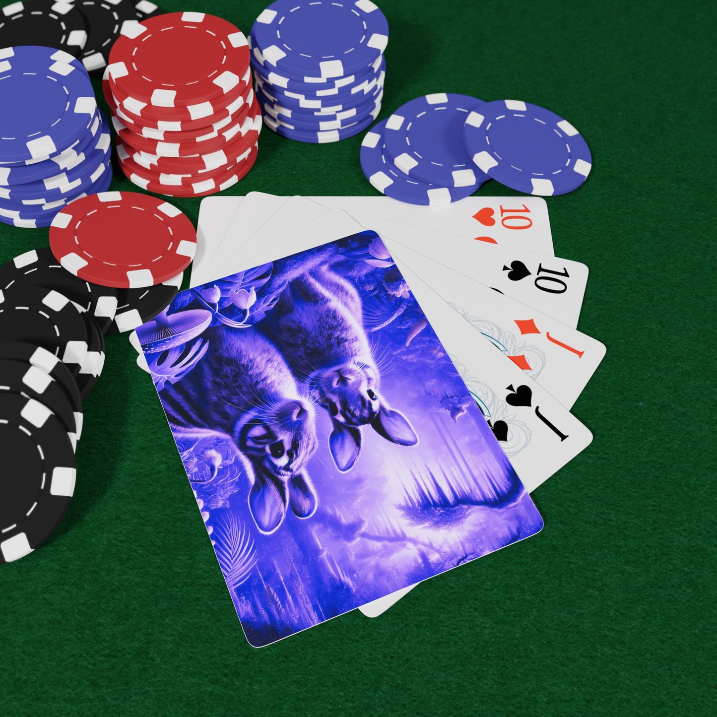 Poker Playing Cards -  Tropical Sumatran Rabbits/Amethyst