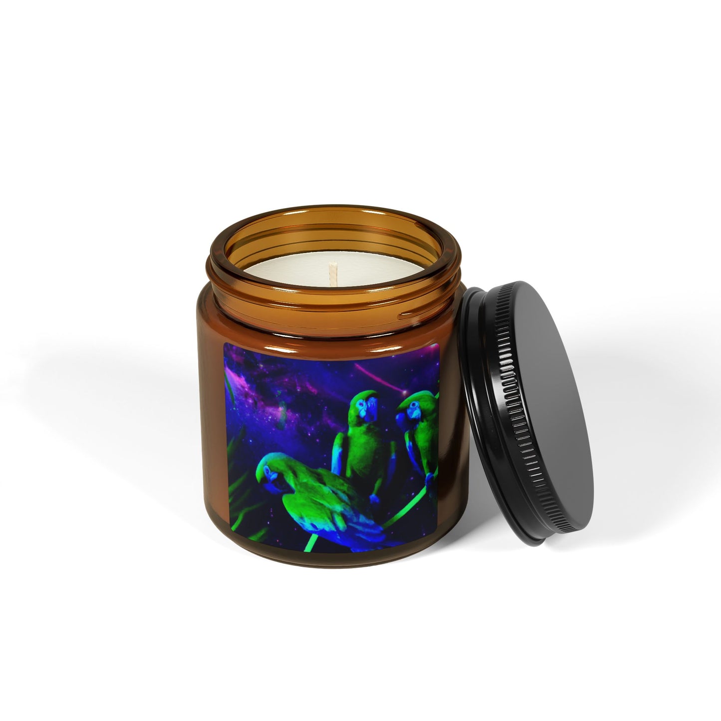 Soy Candle in Amber Jar - Multi-Size / Galactic Parrots