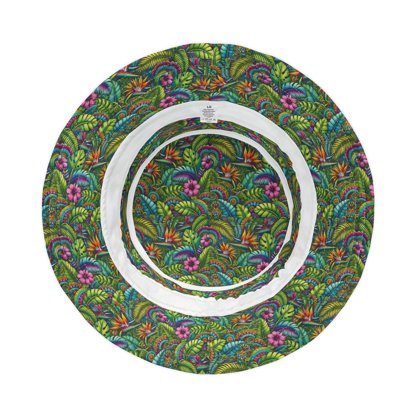 Tropical Polyester Bucket Hat, 2 Sizes - Rainforest Blooms