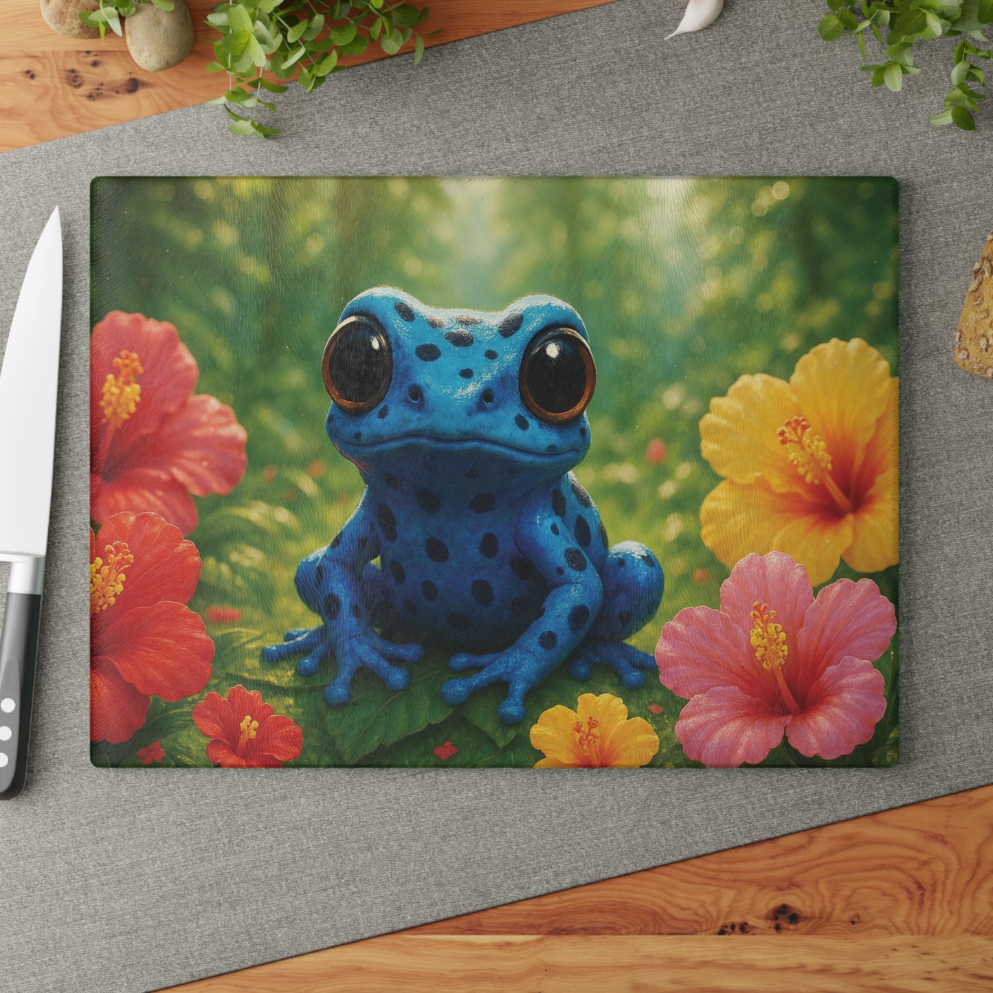 Glass Cutting Board, 2 sizes - Baby Tree Frog