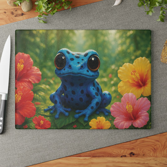 Glass Cutting Board, 2 sizes - Baby Tree Frog