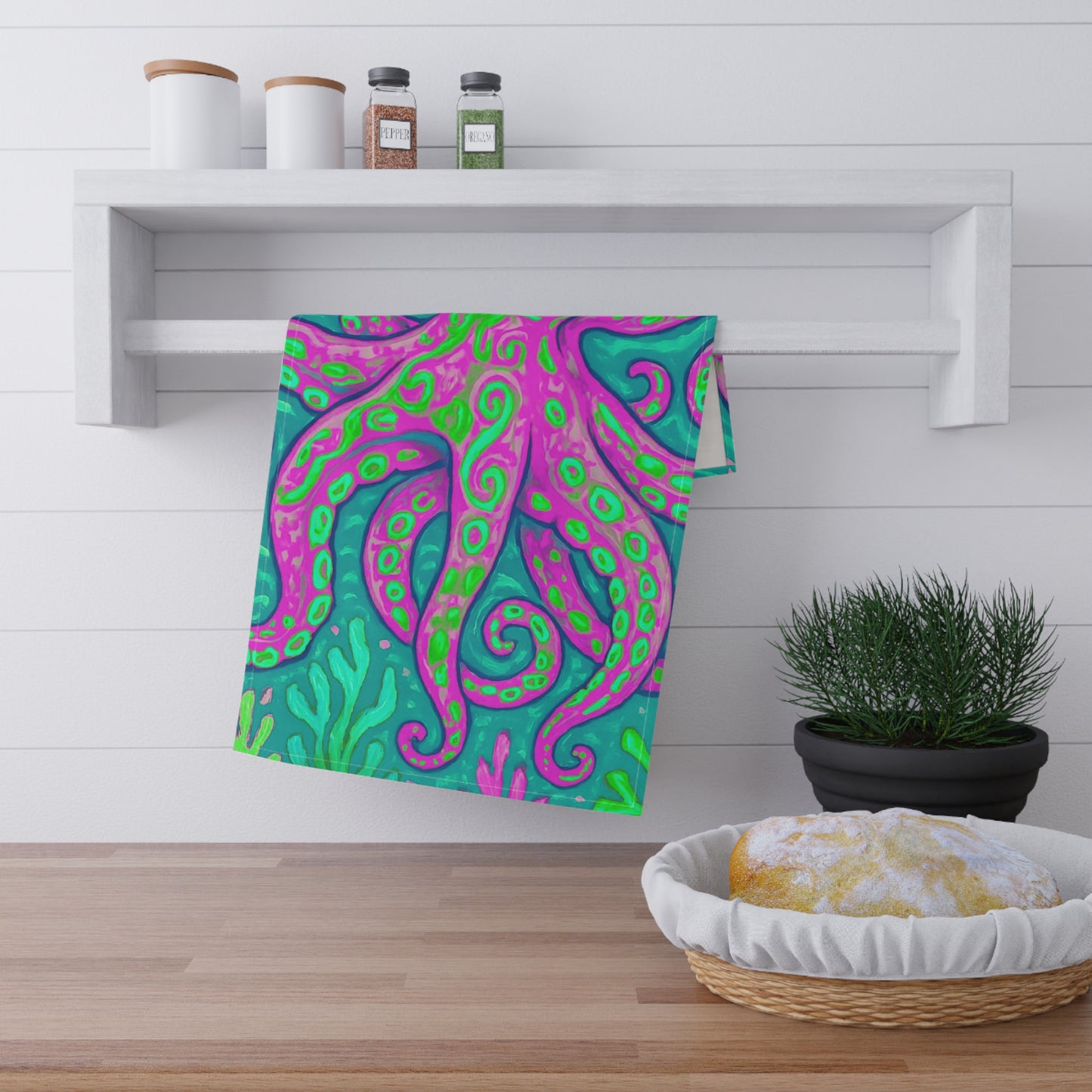 Tropical Tea Towels – Paradise Kitchen Decor / Purple Kraken Joe
