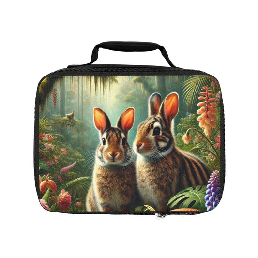 Rainforest Sumatran Rabbits Lunch Bag - Eco-Friendly Insulated Tote, Adult and Child Lunchbox / Perfect for Picnics, Beach Outings
